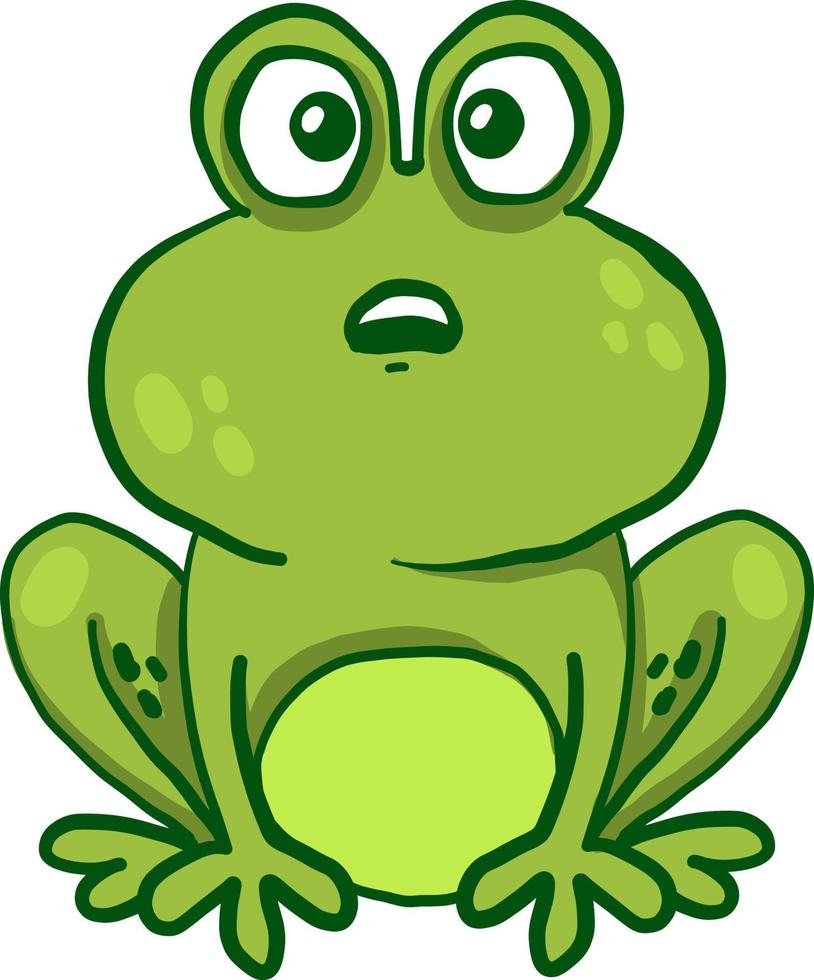 Very surprised frog, illustration, vector on white background.