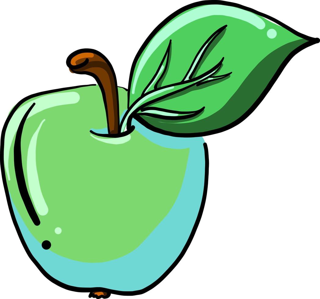 Green apple, illustration, vector on white background