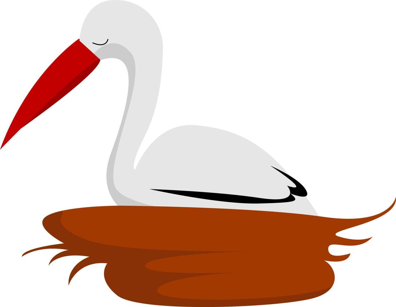 Storks nest, illustration, vector on white background.