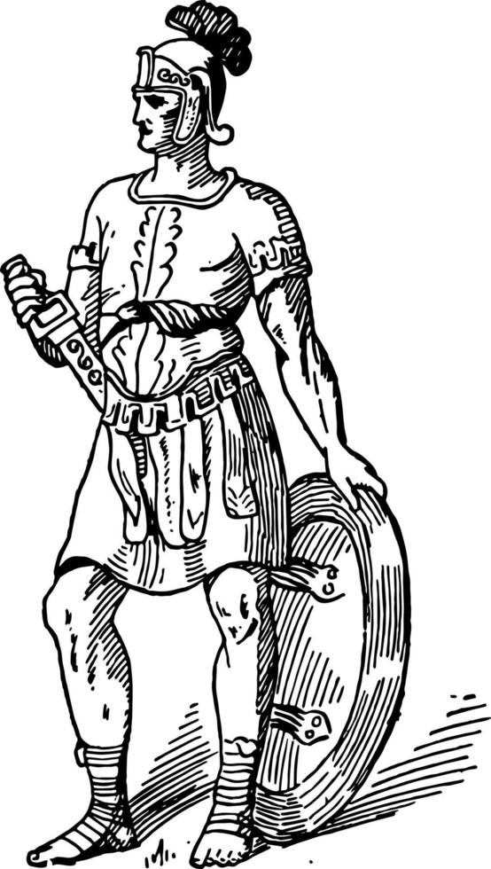 Greek Soldier, vintage illustration. vector