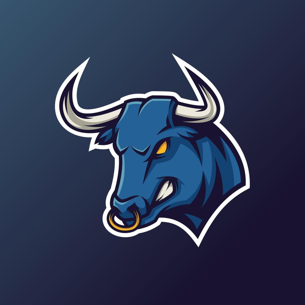 diseño de ilustración vectorial del logotipo de la mascota del toro enojado - logotipo de la mascota de los animales vector