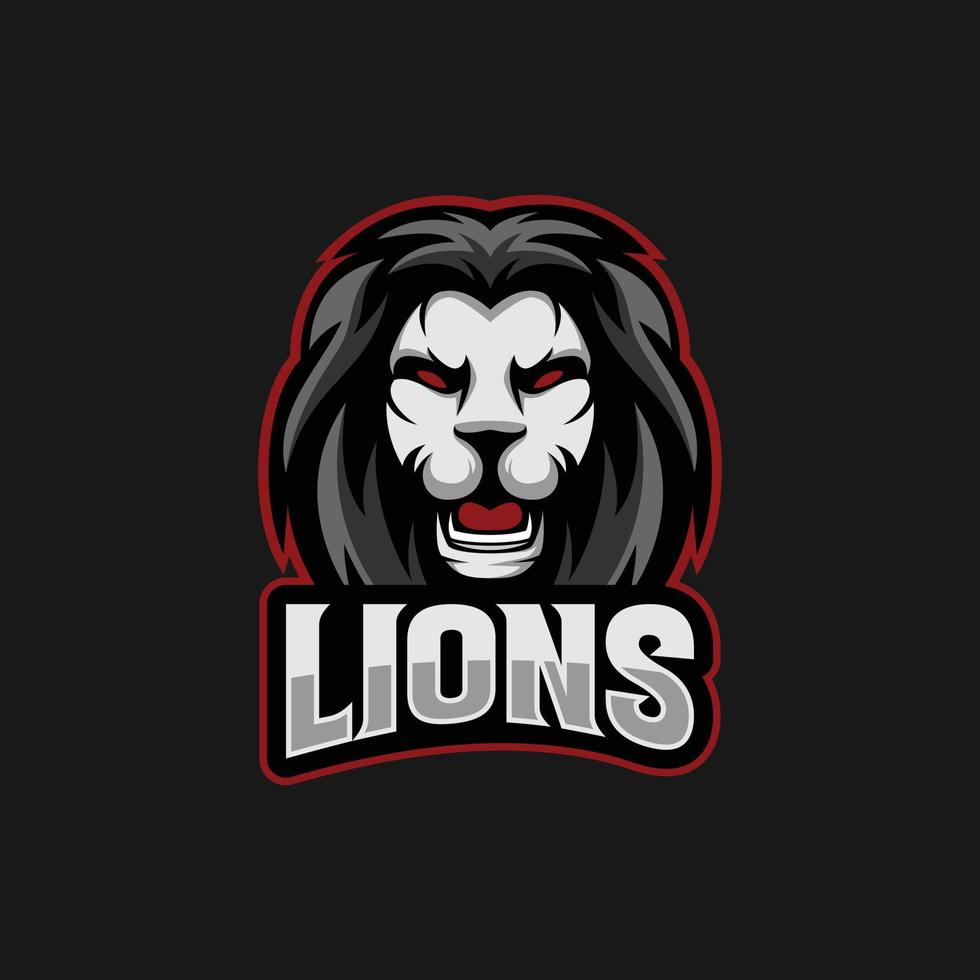 Lion Mascot e-sport logo illustration with text - Vector Illustration