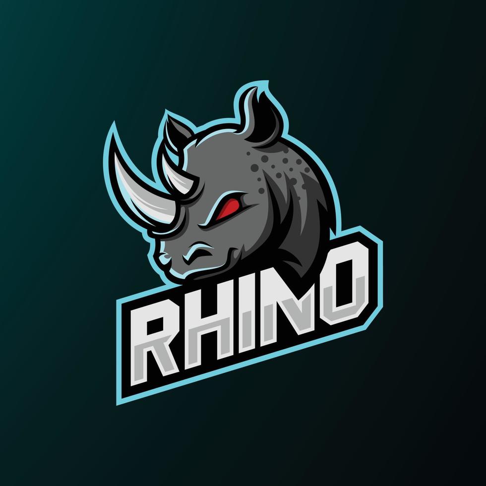 Rhino mascot logo sports team with text - E Sport Logo - Vector Illustration