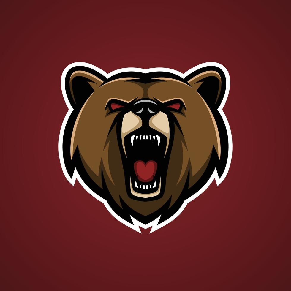 Angry Bear Head Mascot Logo Vector Illustration Design - Animals Mascot logo