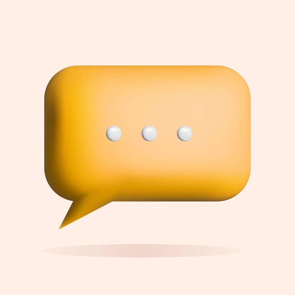 Bocadillo de diálogo 3d, diseño de icono de chat. concepto de marketing en redes sociales. ilustración vectorial vector