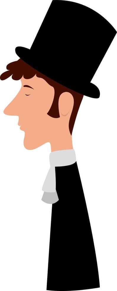 Onegin con sombrero, ilustración, vector sobre fondo blanco.