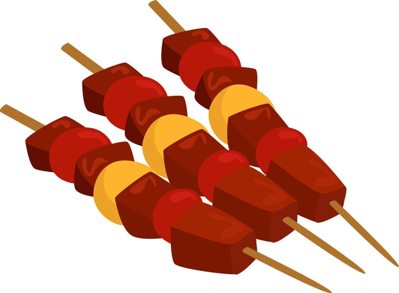 Barbeque on a stick, illustration, vector on white background.