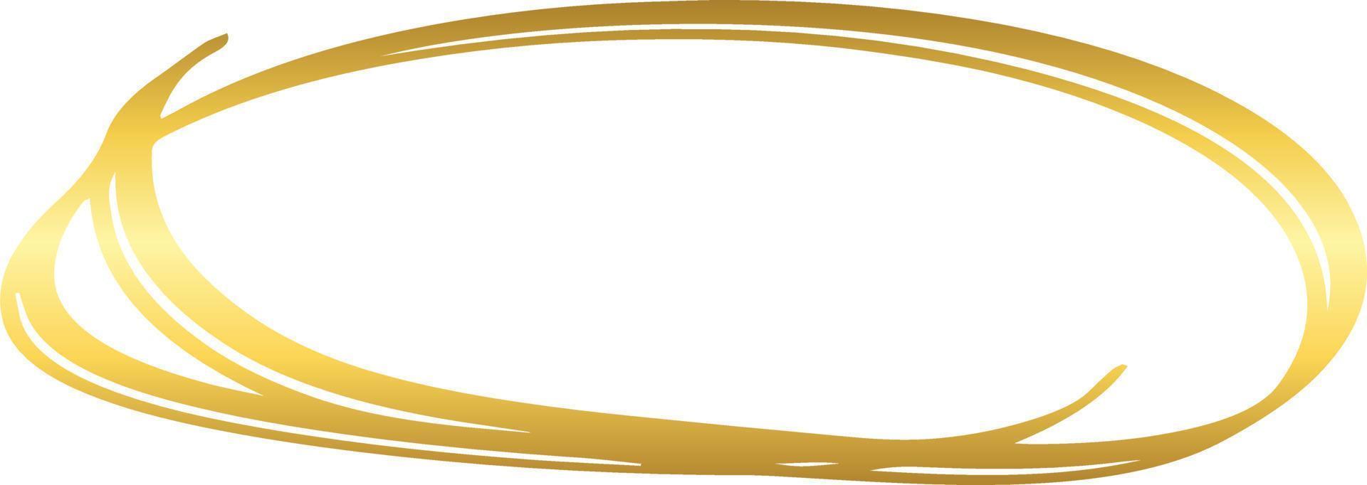 vector de elemento de diseño de trazo de pincel de oro ovalado