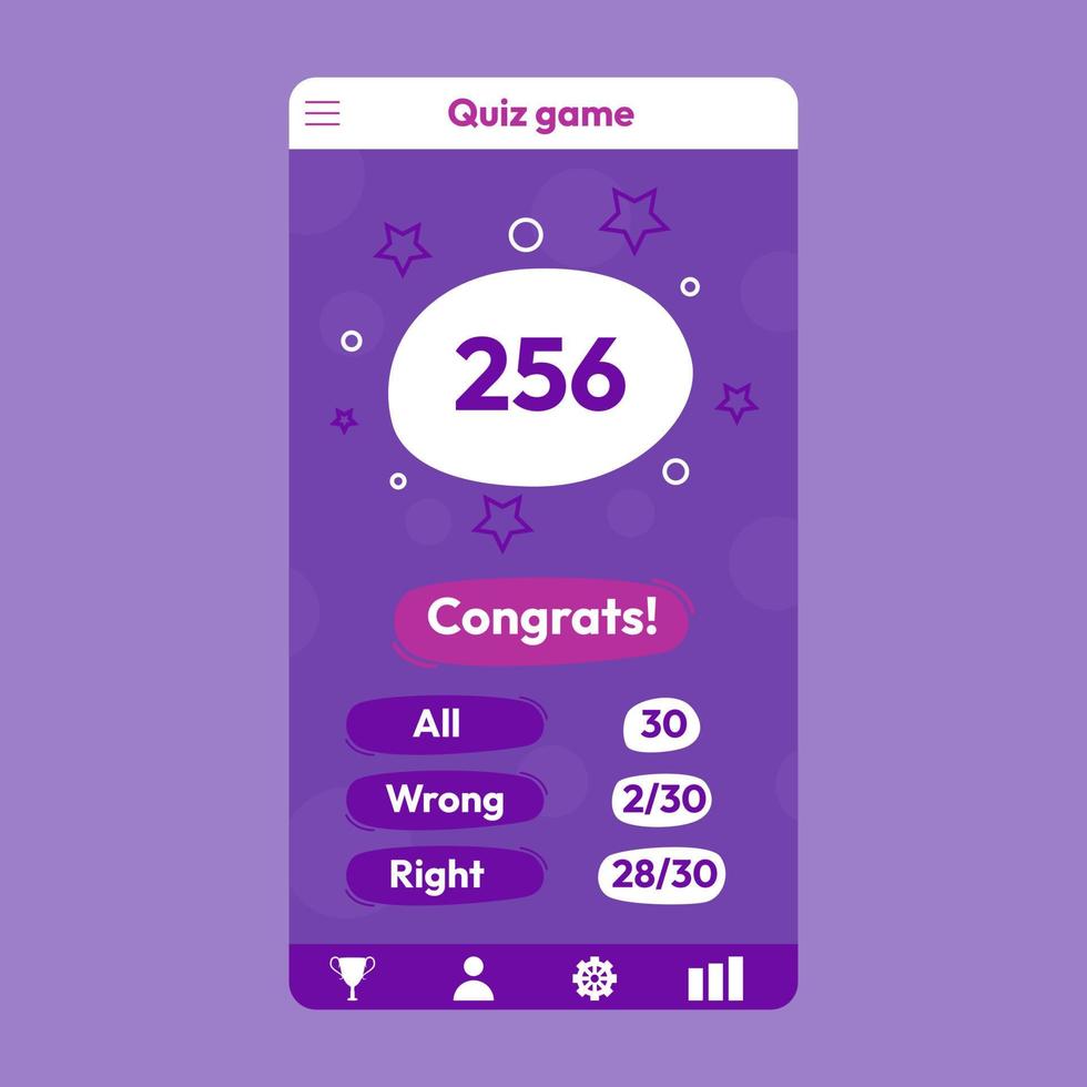 Quiz test lottery millionaire menu template. Quiz game frame. main menu of the application. Flat vector illustration