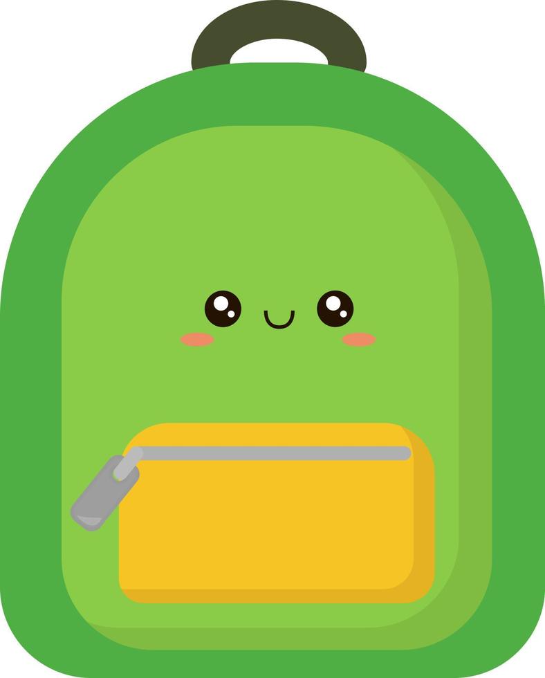 mochila verde, ilustración, vector sobre fondo blanco.