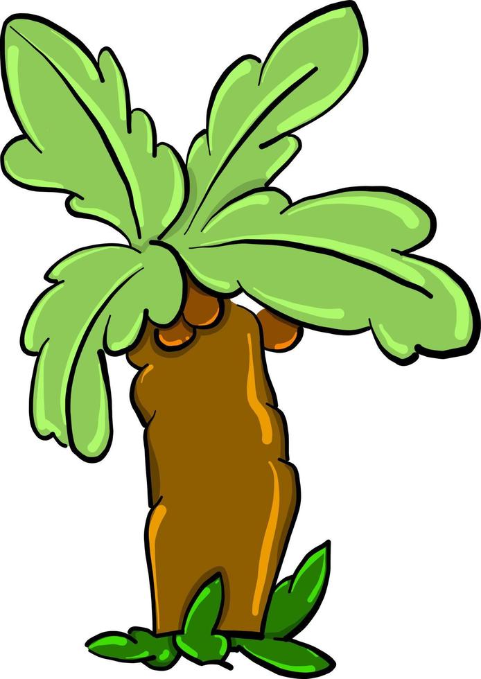 Fat palm tree, illustration, vector on white background