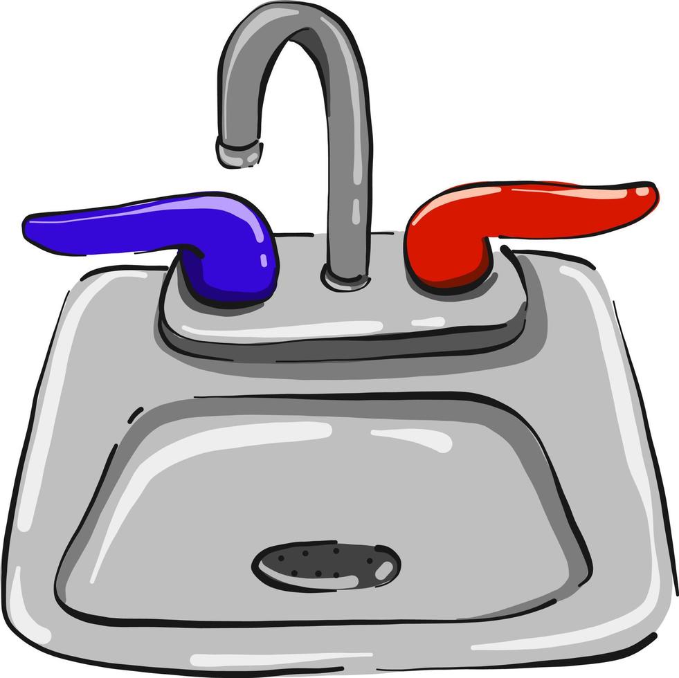 Kitchen sink, illustration, vector on white background.