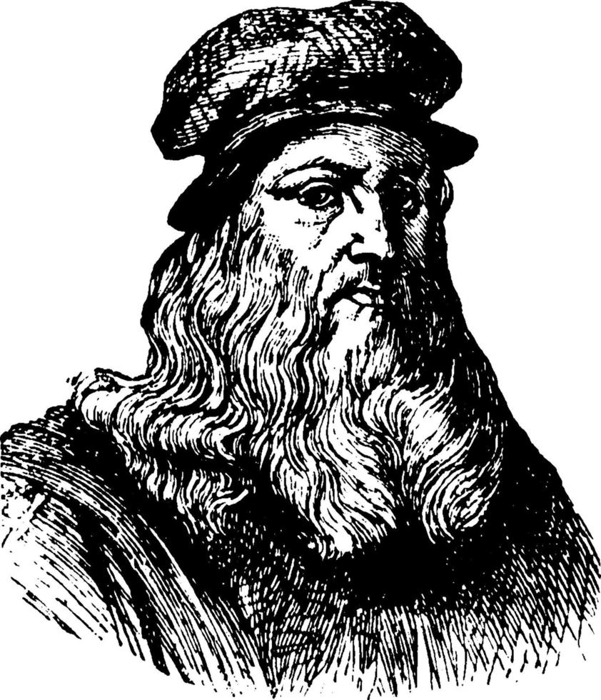 leonardo da vinci, ilustración de la vendimia vector