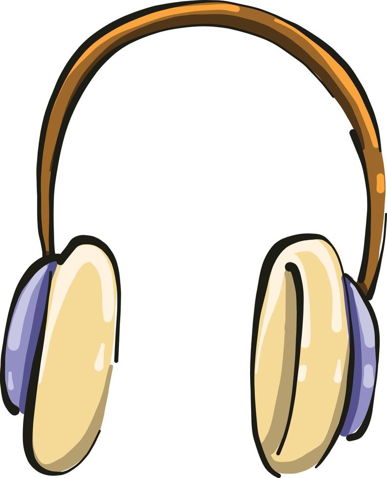 Old headphones, illustration, vector on white background.