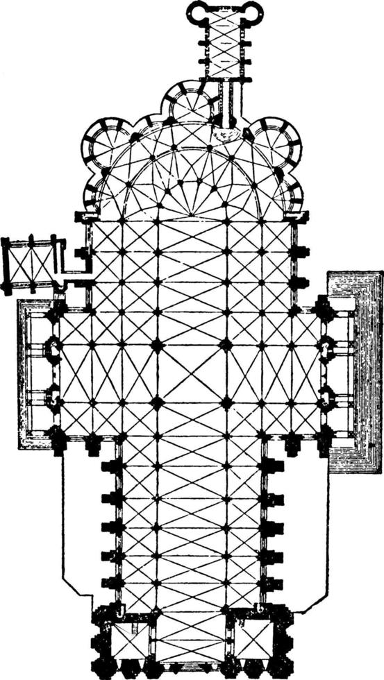 Chartres Cathedral, vintage illustration. vector