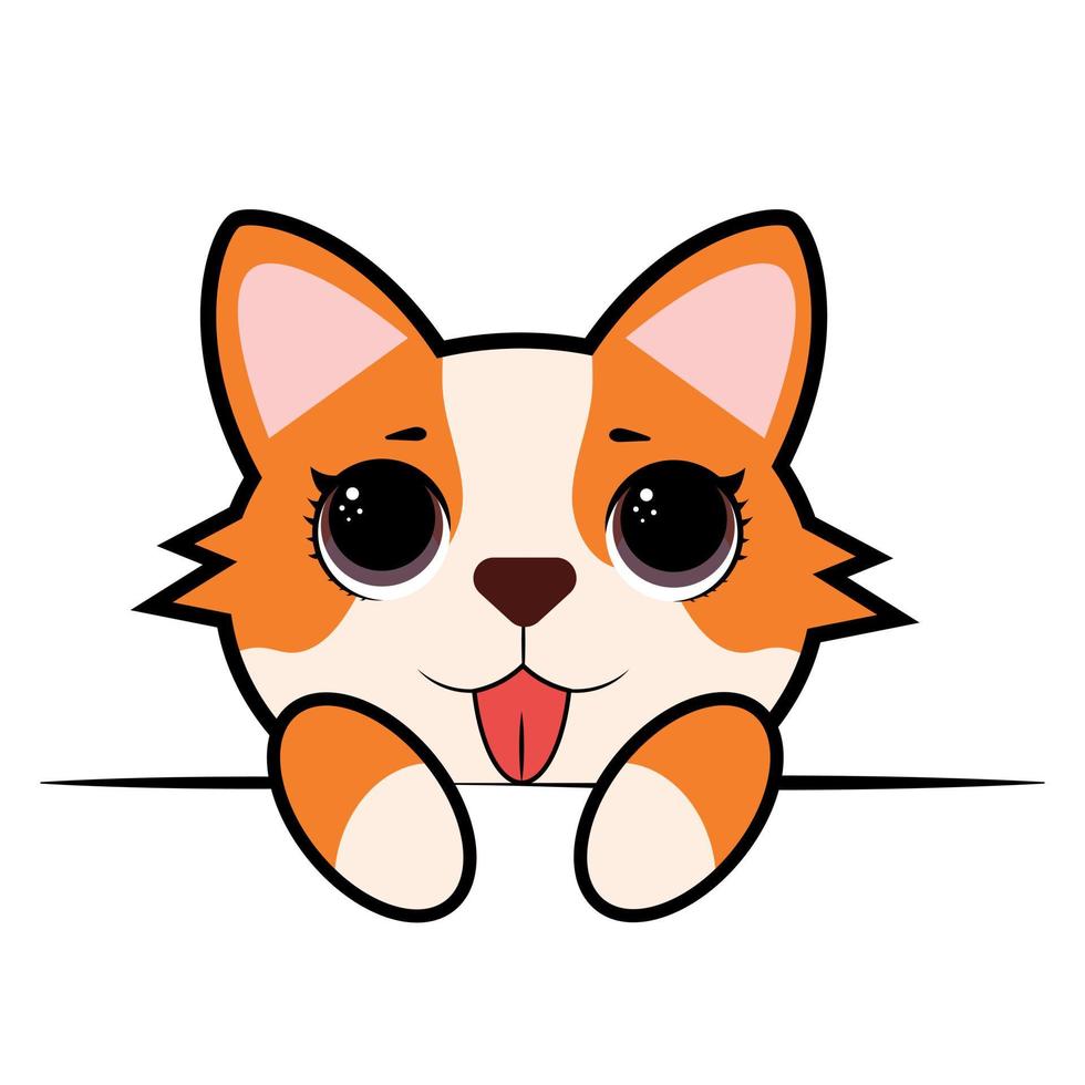 lindo, corgi, perro, vector, ilustración vector