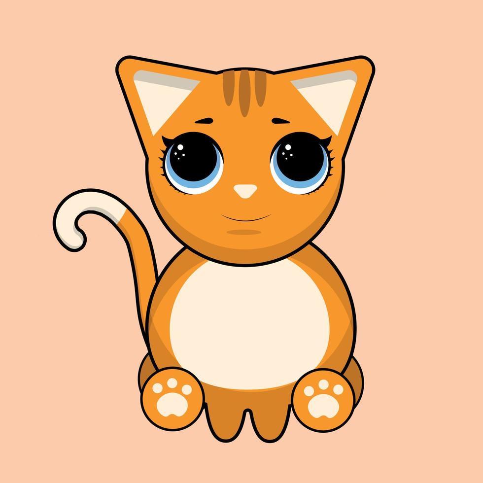 Cute baby cat. Vector illustration for baby shower, greeting card, party invitation, fashion clothes t-shirt print