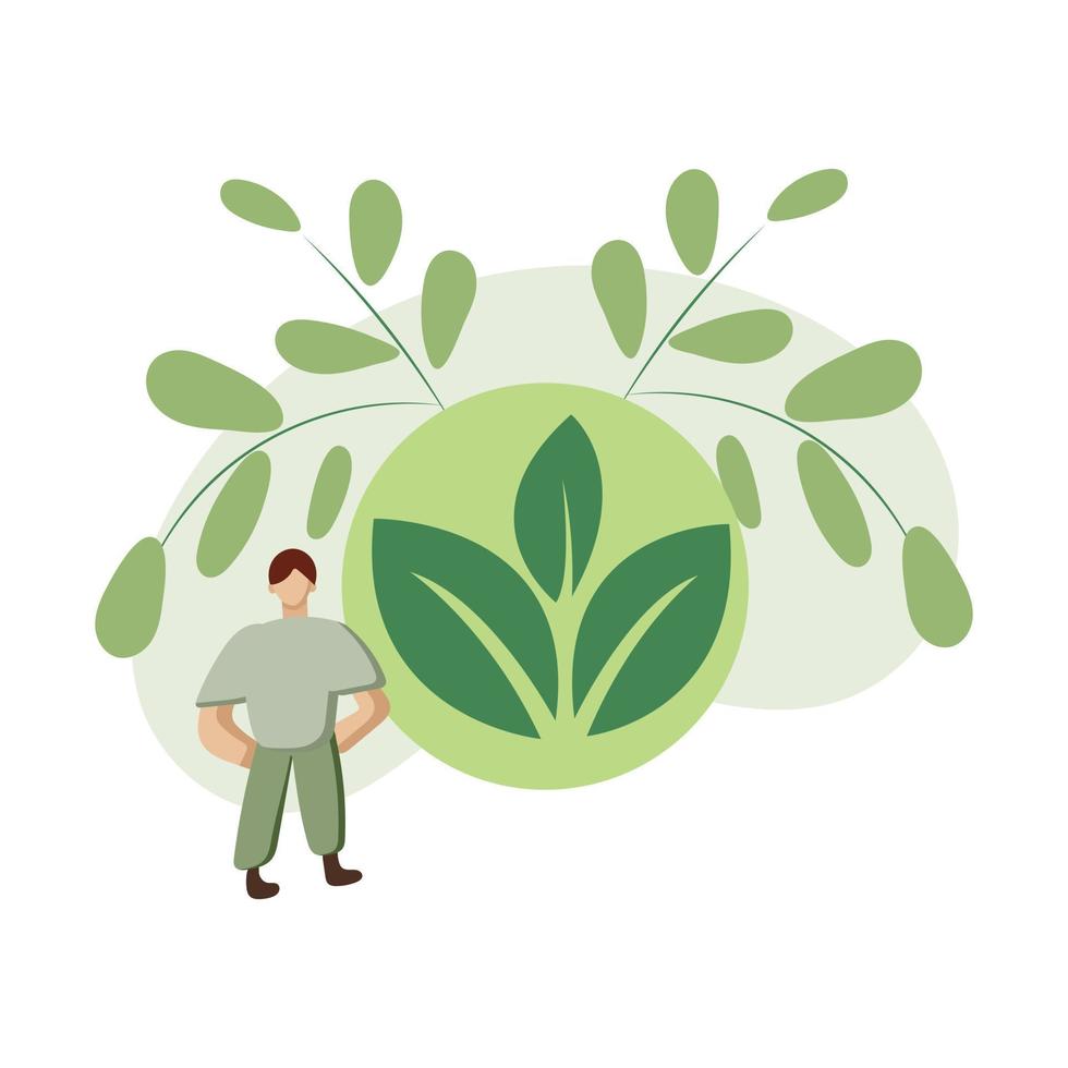 Circular economy illustration Sustainable economic growth strategy, recourses reuse and reduce co2 emission and climate impact. ESG, green energy and industry concept. Vector illustration