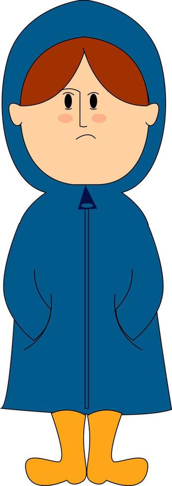 Angry woman in jacket, illustration, vector on white background.