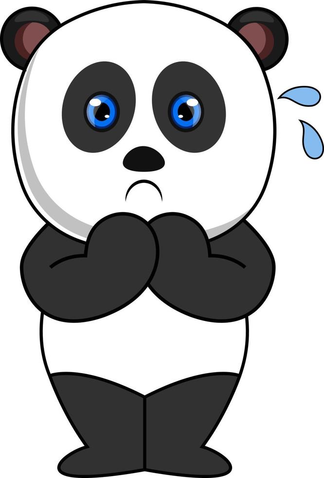 Scared panda, illustration, vector on white background.
