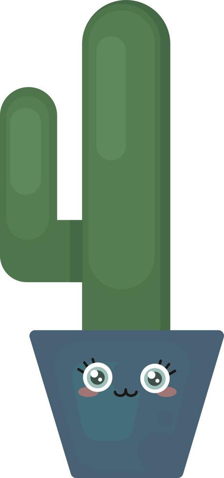 Long cactus in pot , illustration, vector on white background