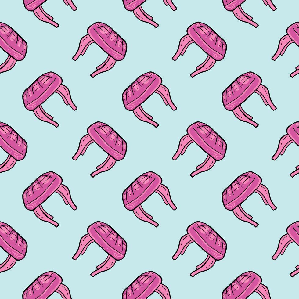 Fancy pink chairs,seamless pattern on blue background. vector
