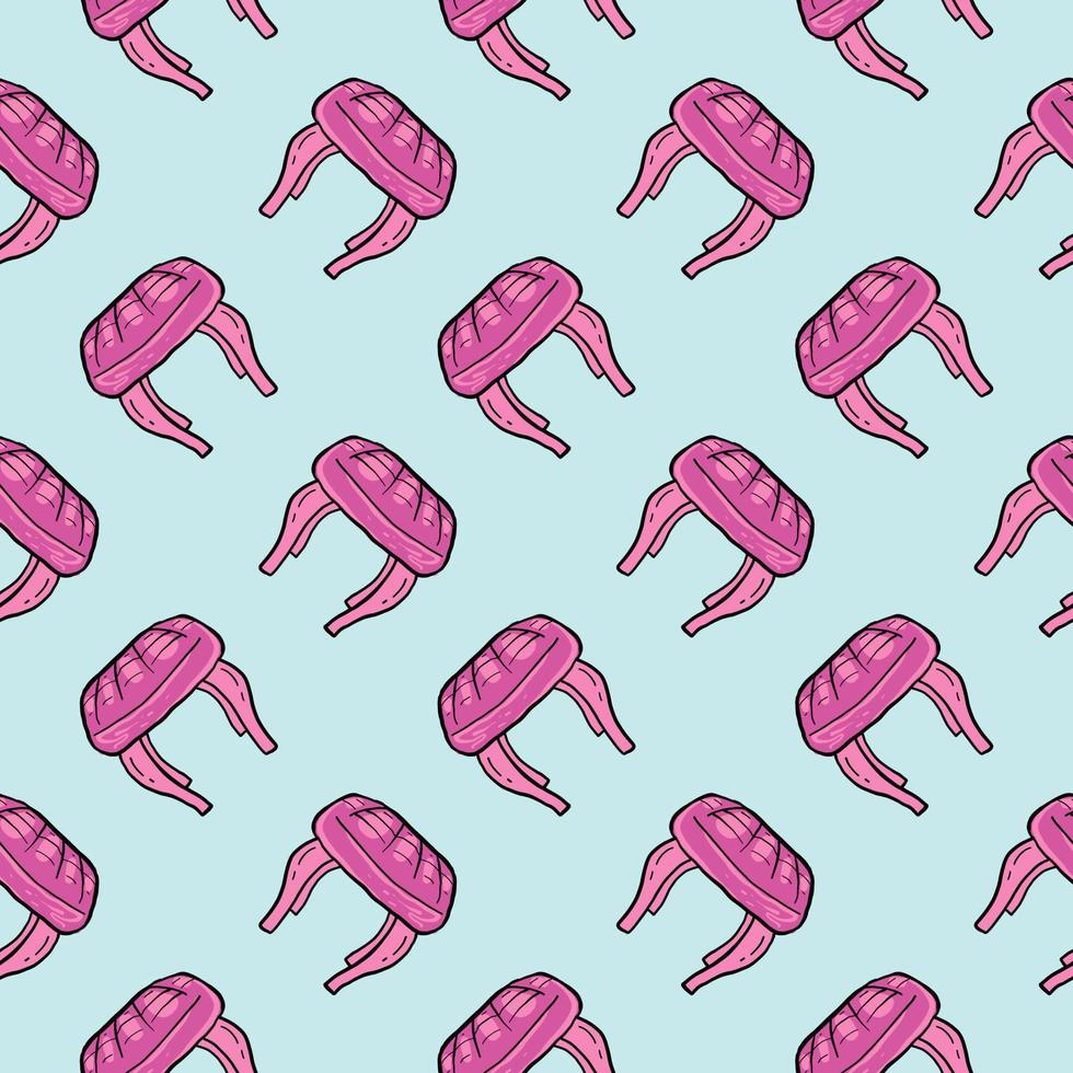 Fancy pink chairs,seamless pattern on blue background. vector