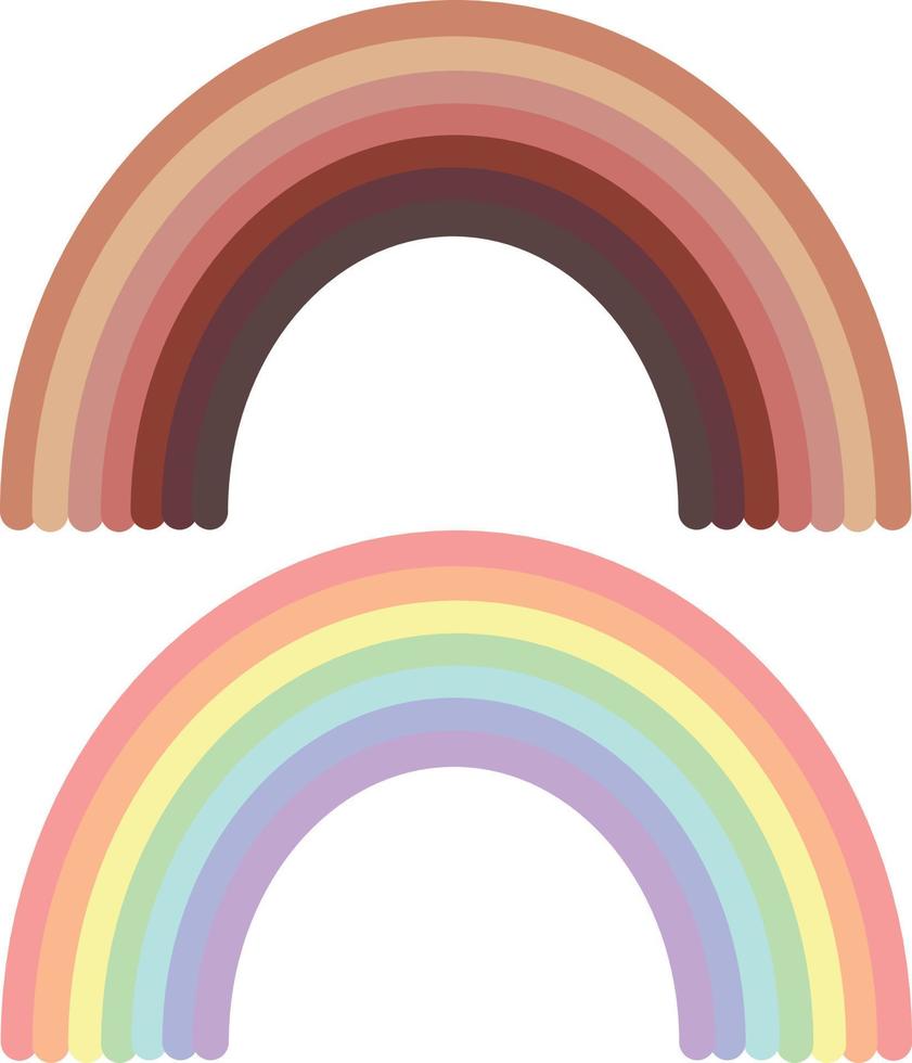 rainbow set in flat style. boho, gentle pastel cute collection vector