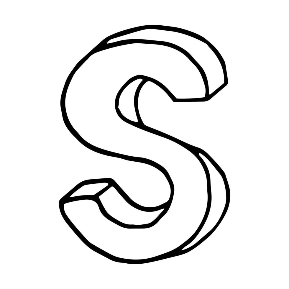 letter S hand drawn in doodle style. sketch, vector, font, handwriting vector