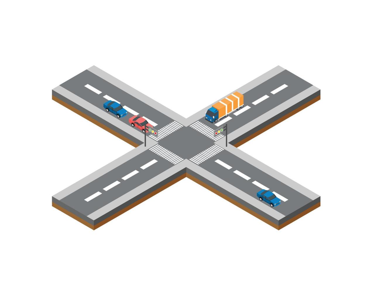 icono de cheque de pago de carretera de vector isométrico con barreras de peaje en carretera, pasando coches y camiones. adecuado para diagramas, infografías y otros recursos gráficos