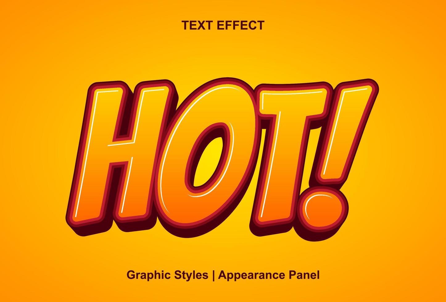 efecto de texto caliente con estilo gráfico y editable. vector