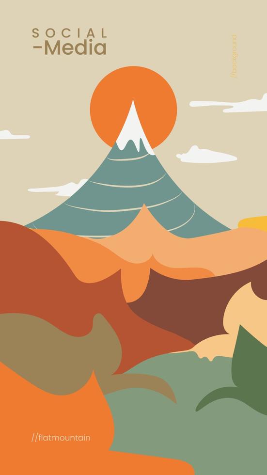 Colorful Simple Mountain with Social Media Background vector