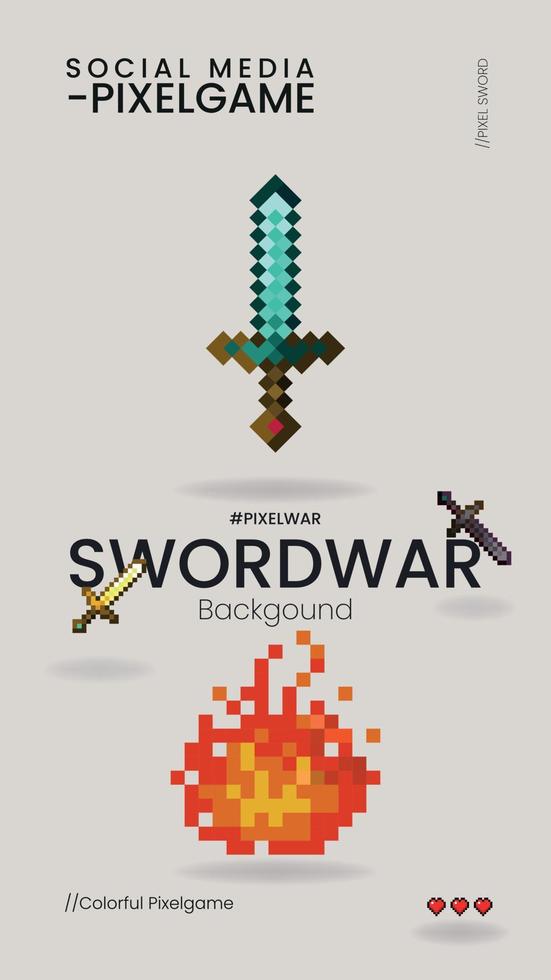 Pixel art set of sword, isolated vector file