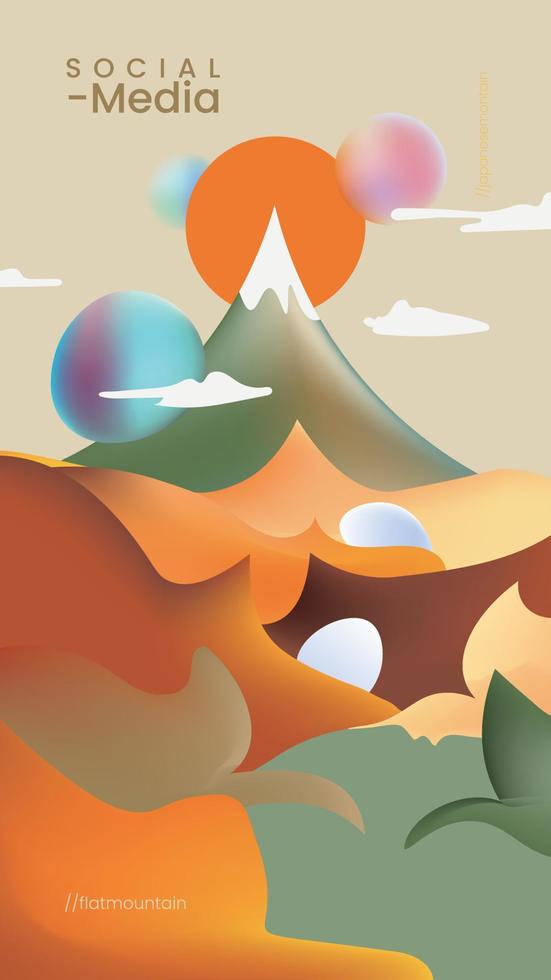 Colorful Liquid Simple Mountain with Social Media Background vector