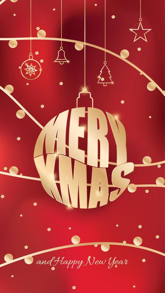 Christmas background with a golden christmas elements vector