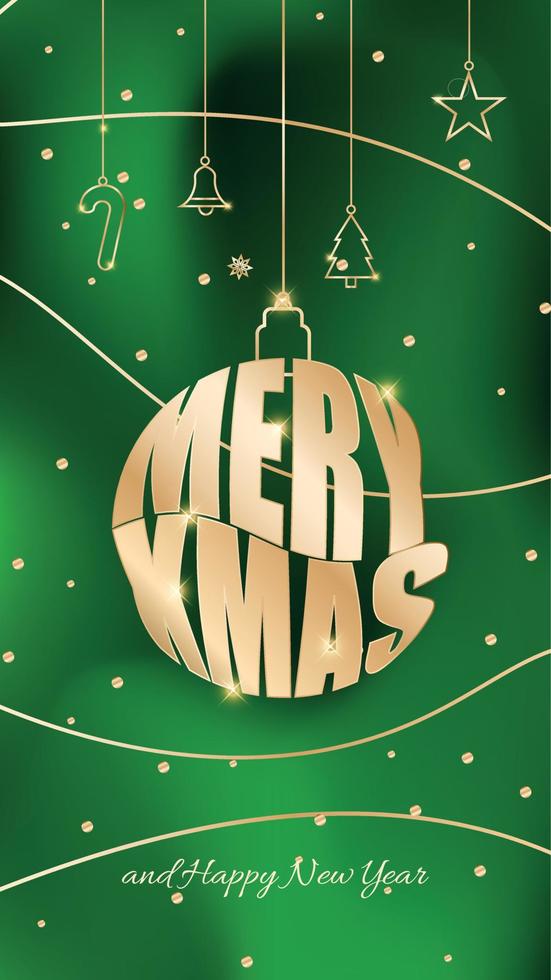 Christmas background with a golden christmas elements vector