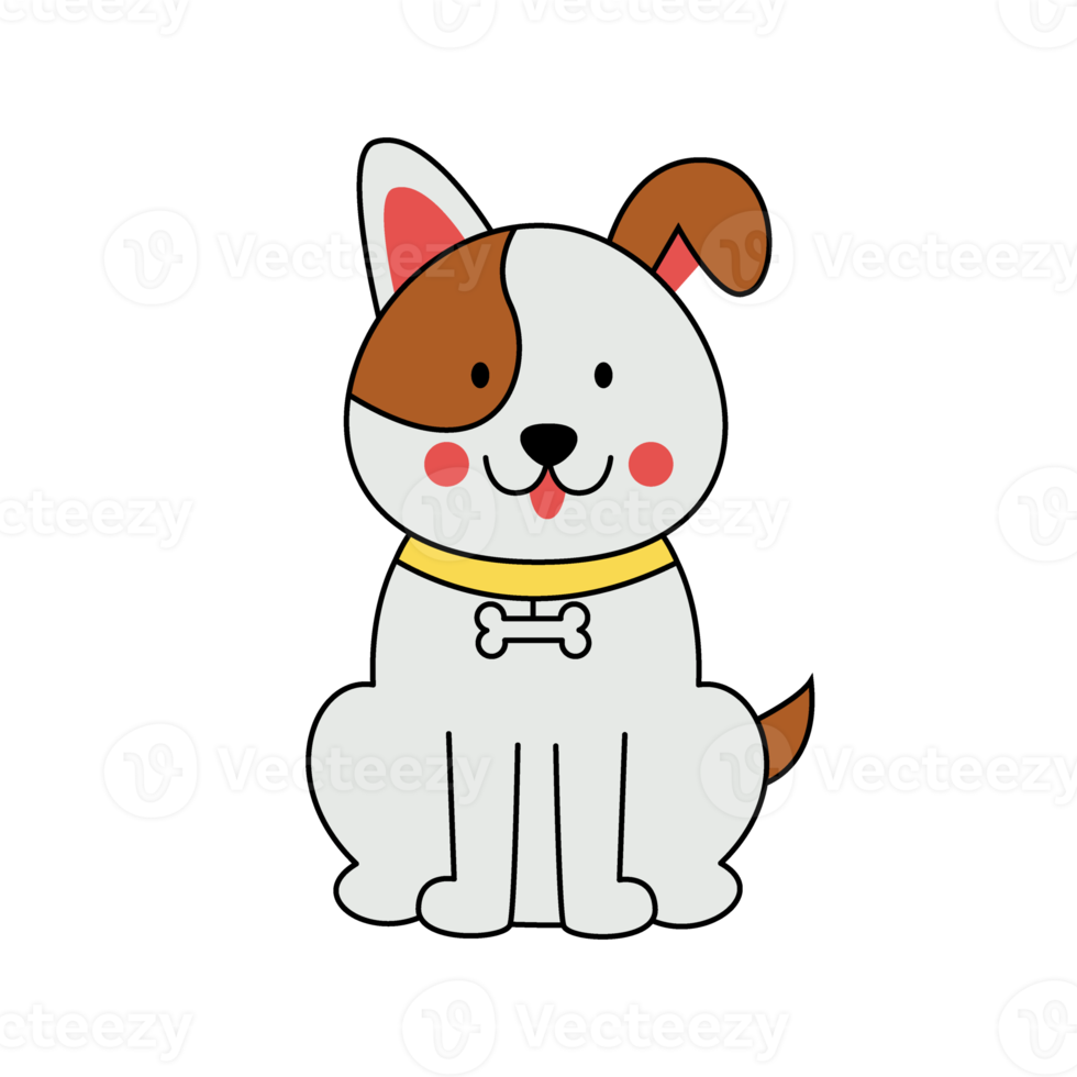 Cute cartoon dog png file with transparent background.