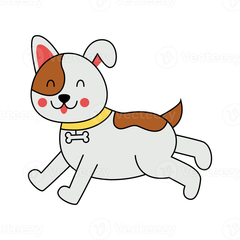 Cute cartoon happy dog png file with transparent background.