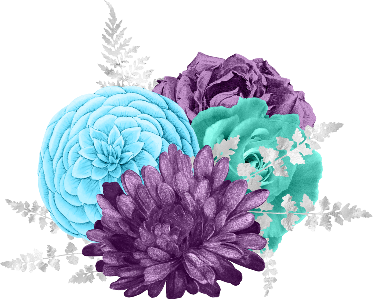 bouquet violet et turquoise png