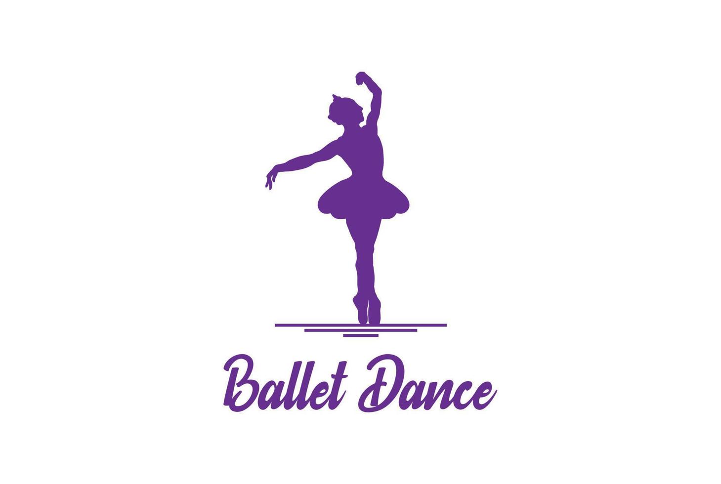 belleza mujer niña dama bailarina silueta bailando ballet logo diseño vector