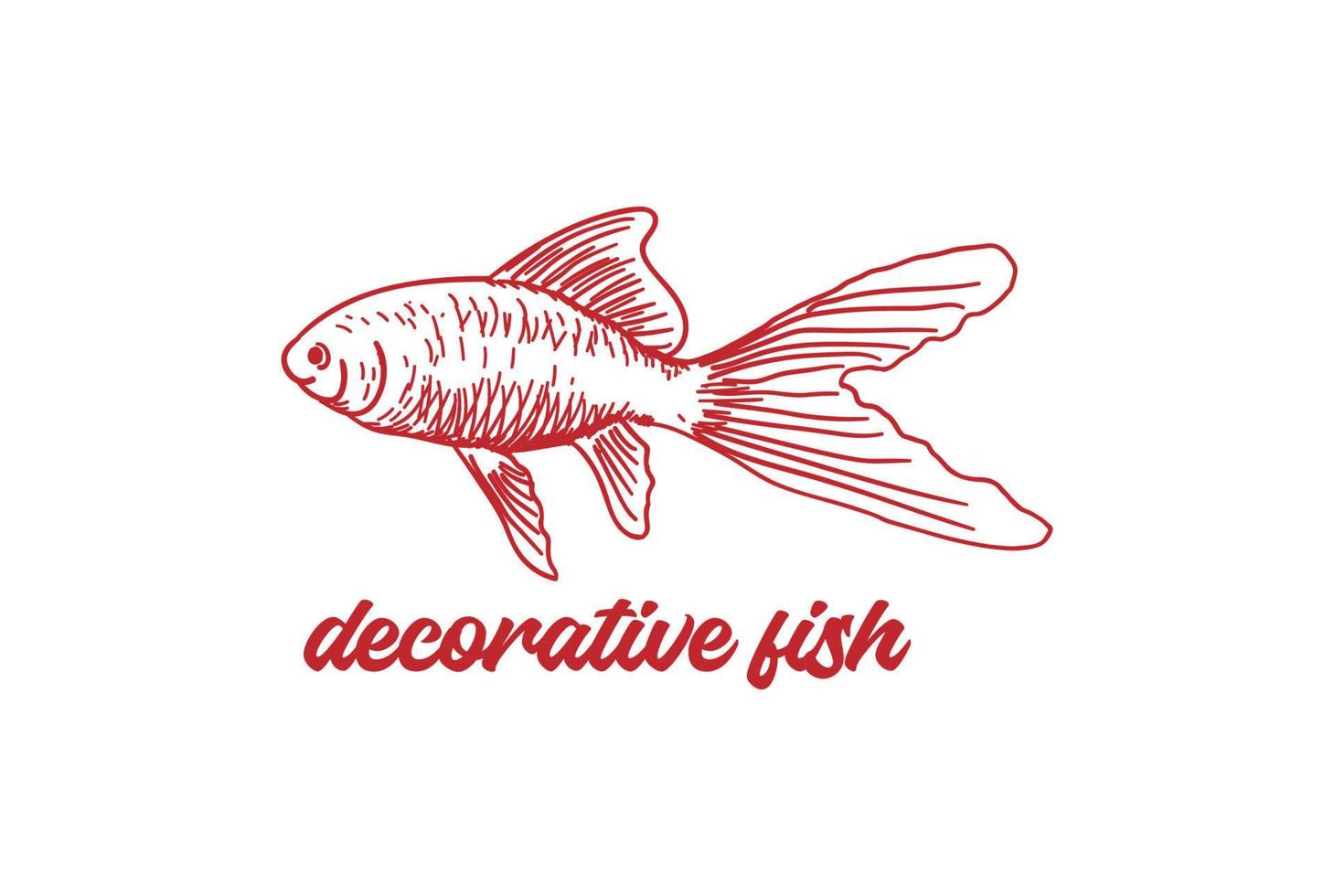 Hand draw Comet Fish for Decorative Fish Store Logo Design vector