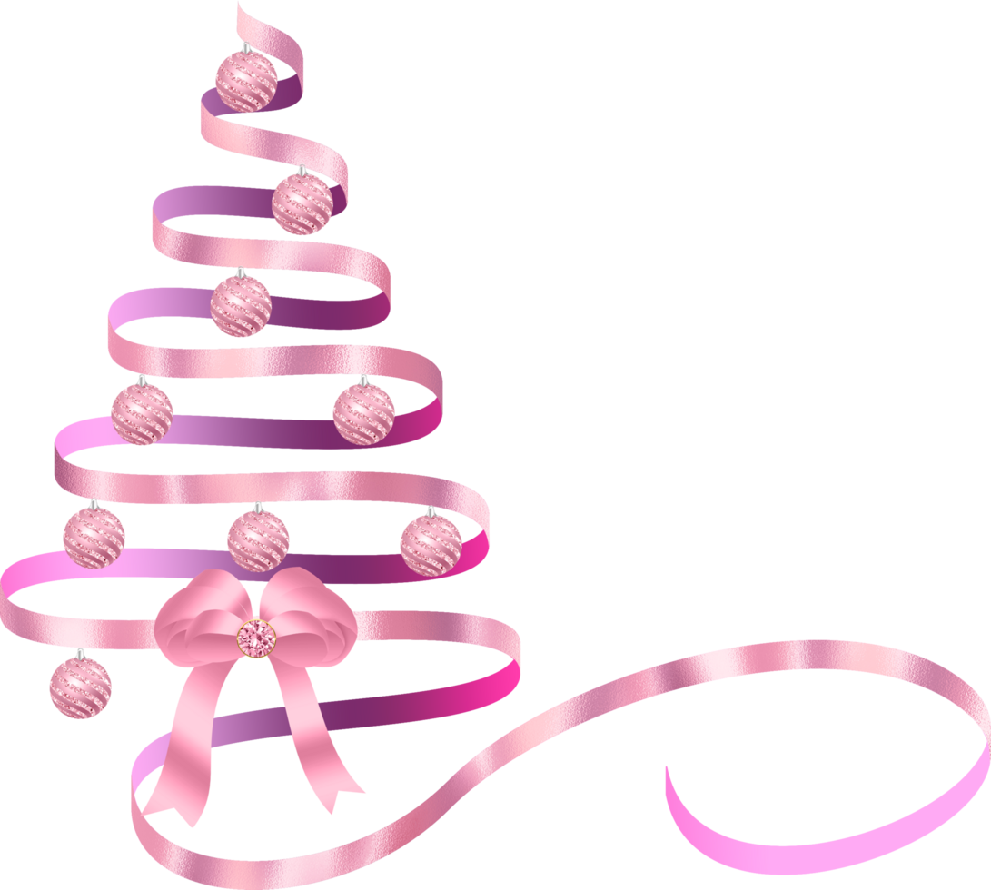 árvore de natal de fita rosa glam 13714031 PNG