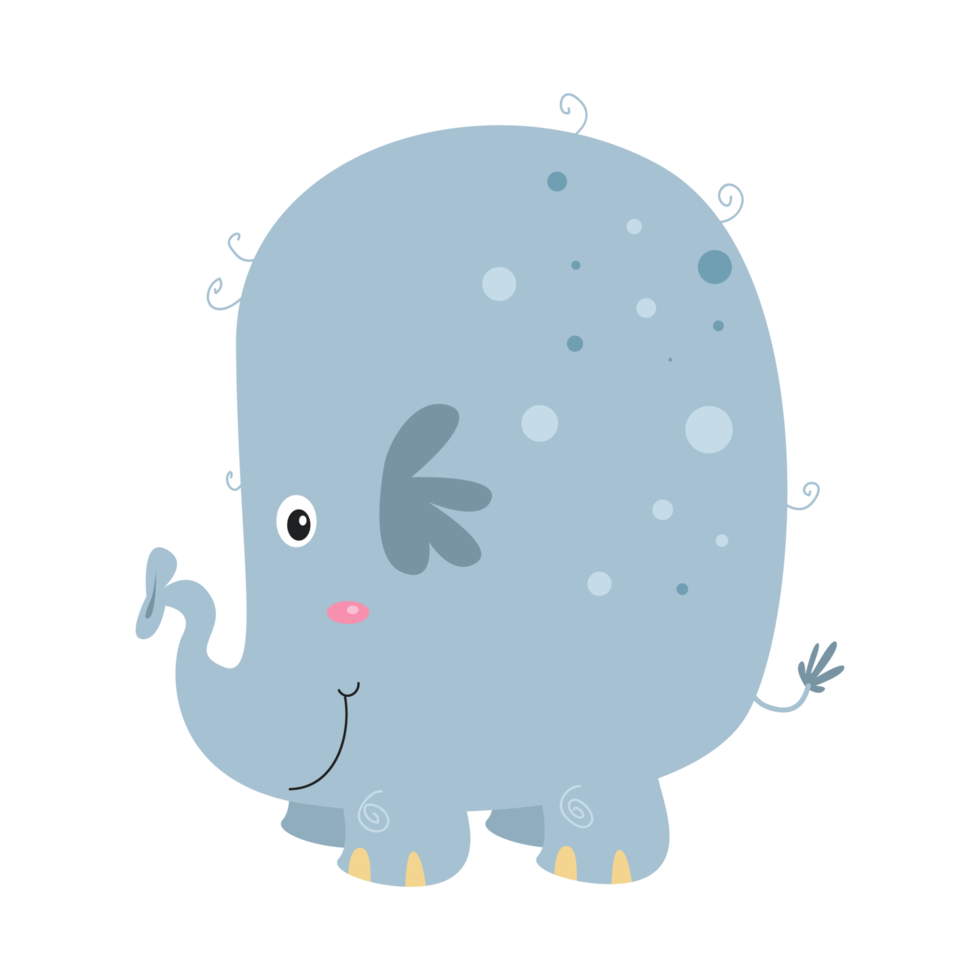 Clip art illustration of cute elephant cartoon character for children. png