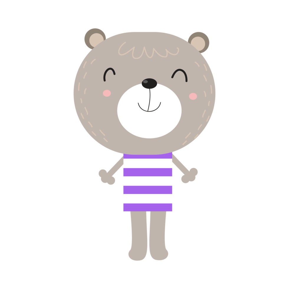 Clip art illustration of cute bear cartoon character for children. png