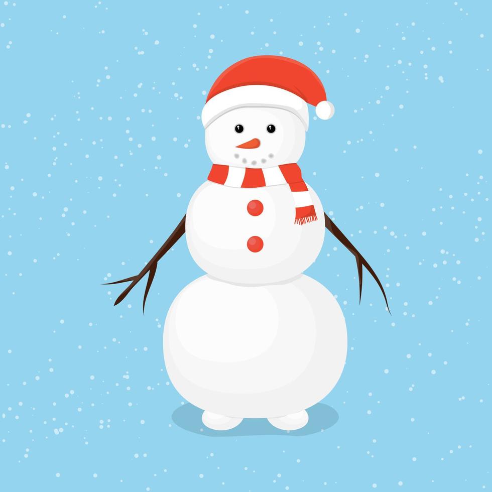 Snowman winter christmas flat illustration vector