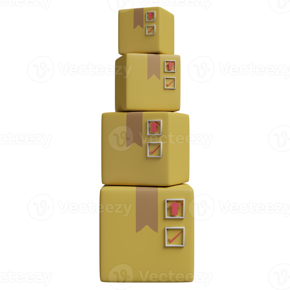 3d stacked goods cardboard box with space isolated. concept 3d render illustration png
