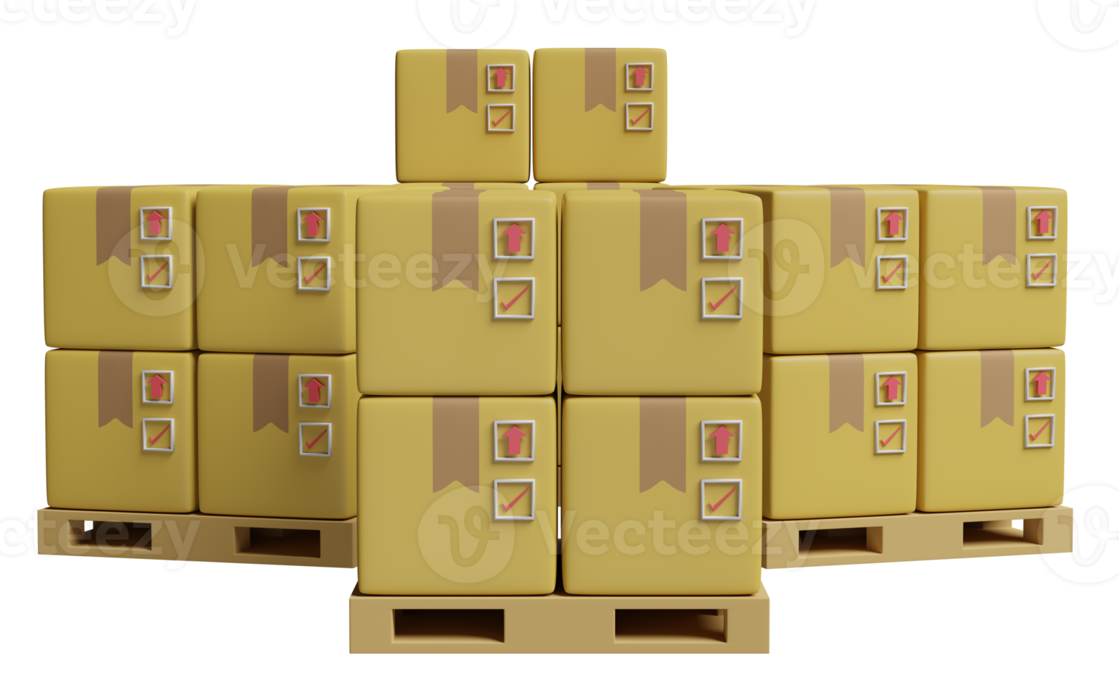 stacked goods cardboard box with pallet, space isolated. concept 3d illustration or 3d render png