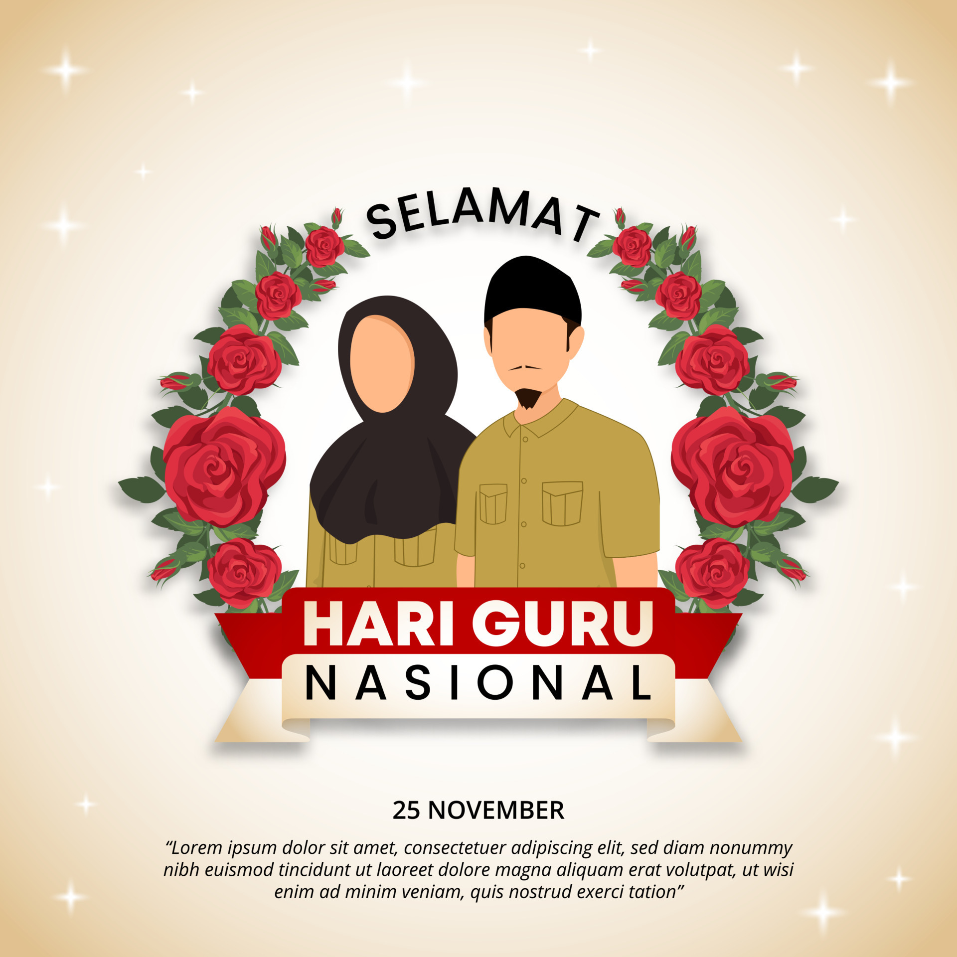 Selamat hari guru nasional or Indonesia teachers day background with