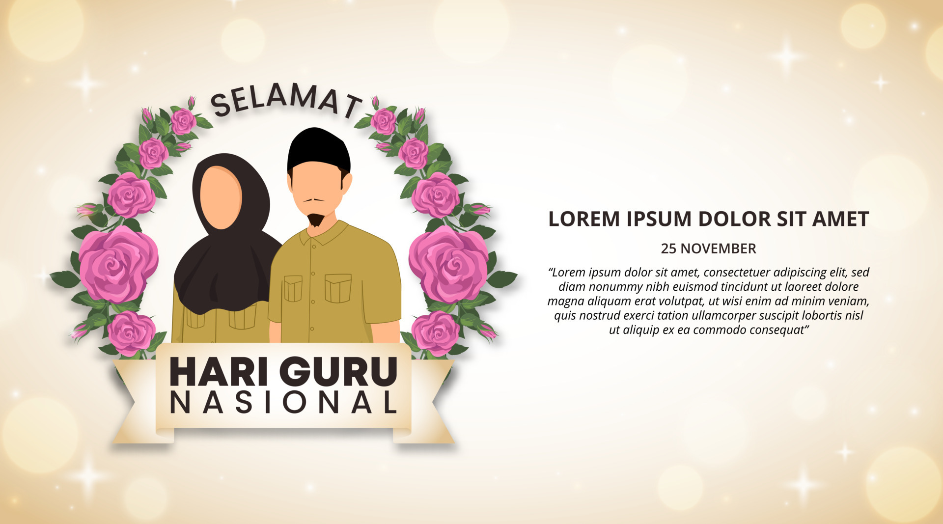 Selamat hari guru nasional or Indonesia teachers day background with