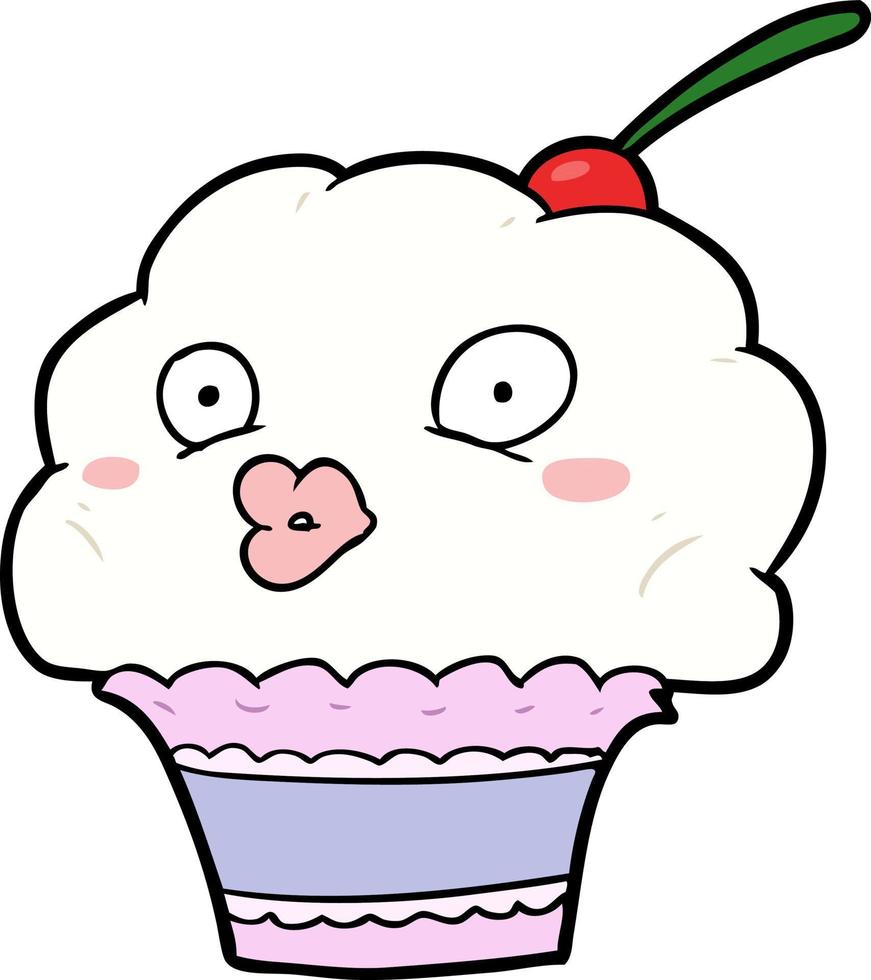 doodle character cartoon cupcake vector